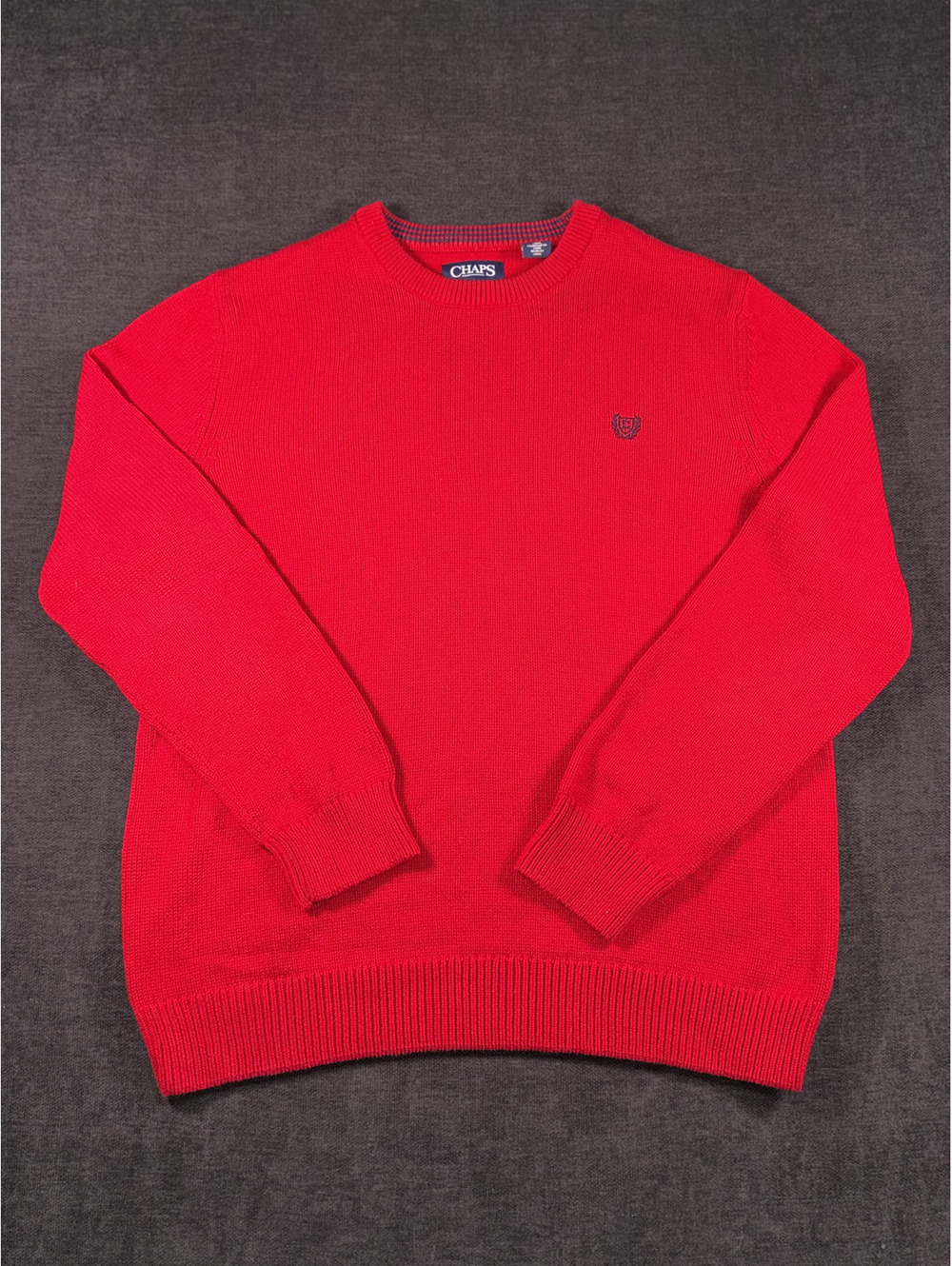 Chaps Red Cotton Crew Neck Sweater Medium